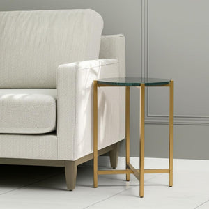 HomeRoots 21" Green Marble End Table with Gold Metal Base – Stylish Accent for Living Rooms and Bedrooms 632678