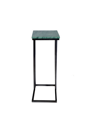 HomeRoots 24" Green Marble & Black Metal C-Table - Stylish, Durable End Table for Living Room & Small Spaces 632684