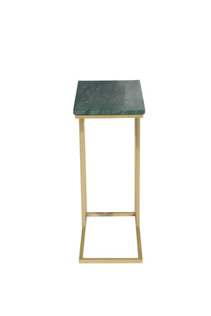 HomeRoots 24" Green Marble & Gold Metal End Table – Modern C-Table for Small Spaces, Stylish & Functional 632685