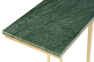 HomeRoots 24" Green Marble & Gold Metal End Table – Modern C-Table for Small Spaces, Stylish & Functional 632685