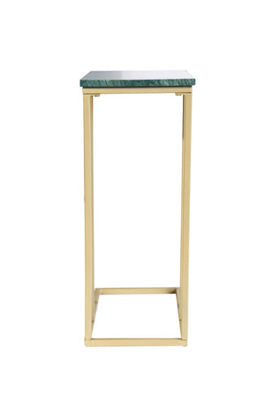 HomeRoots 24" Green Marble & Gold Metal End Table – Modern C-Table for Small Spaces, Stylish & Functional 632685