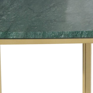 HomeRoots 24" Green Marble & Gold Metal End Table – Modern C-Table for Small Spaces, Stylish & Functional 632685