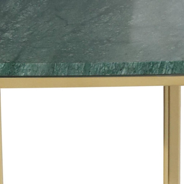 HomeRoots 24" Green Marble & Gold Metal End Table – Modern C-Table for Small Spaces, Stylish & Functional 632685