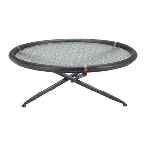 HomeRoots 40" Modern Round Coffee Table with Black Glass Top & Solid Wood Sled Base - Stylish & Versatile Design 632690