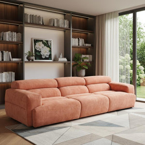 HomeRoots 108" Modern Orange Upholstered Sofa – Stylish, Comfortable Seating for 3 in Vibrant Polyester Design 632704