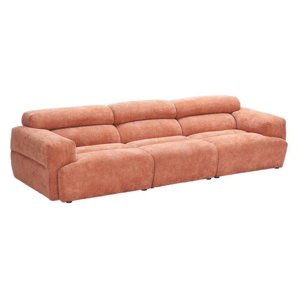HomeRoots 108" Modern Orange Upholstered Sofa – Stylish, Comfortable Seating for 3 in Vibrant Polyester Design 632704