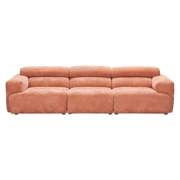 HomeRoots 108" Modern Orange Upholstered Sofa – Stylish, Comfortable Seating for 3 in Vibrant Polyester Design 632704