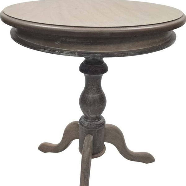 HomeRoots 25" Natural Solid Wood Round Pedestal End Table - Elegant, Versatile & Unique Design for Any Space 632708