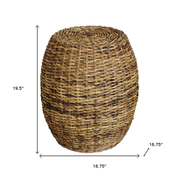 HomeRoots 20" Handcrafted Natural Rattan Round Drum End Table – Versatile Accent for Cozy Living Spaces 632709