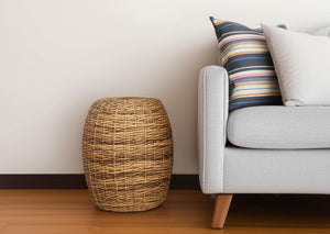 HomeRoots 20" Handcrafted Natural Rattan Round Drum End Table – Versatile Accent for Cozy Living Spaces 632709
