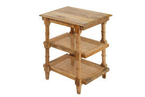 HomeRoots 24" Solid Wood End Table with 2 Shelves - Modern Design, Natural Finish, Versatile Storage Solution 632710