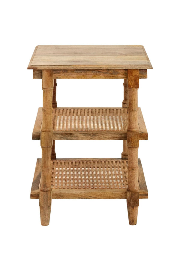 HomeRoots 24" Solid Wood End Table with 2 Shelves - Modern Design, Natural Finish, Versatile Storage Solution 632710