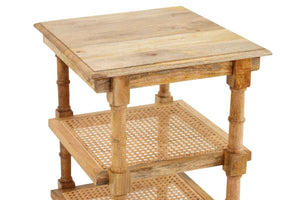 HomeRoots 24" Solid Wood End Table with 2 Shelves - Modern Design, Natural Finish, Versatile Storage Solution 632710