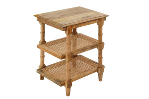 HomeRoots 24" Solid Wood End Table with 2 Shelves - Modern Design, Natural Finish, Versatile Storage Solution 632710