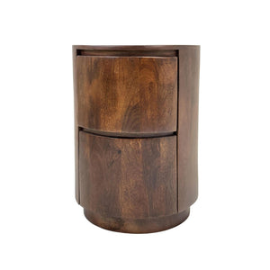 HomeRoots 24" Chestnut Solid Wood Round Drum End Table with Stylish Storage & Modern Design for Any Space 632715