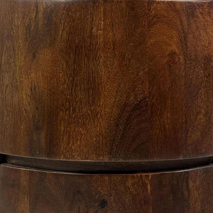 HomeRoots 24" Chestnut Solid Wood Round Drum End Table with Stylish Storage & Modern Design for Any Space 632715