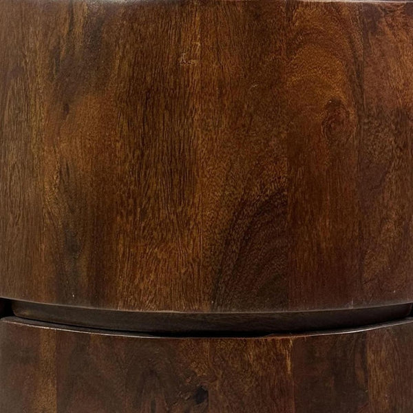 HomeRoots 24" Chestnut Solid Wood Round Drum End Table with Stylish Storage & Modern Design for Any Space 632715