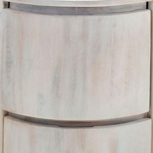 HomeRoots 24" White Solid Wood Round Drum End Table with Two Drawers - Versatile, Coastal-Inspired Accent Piece 632717