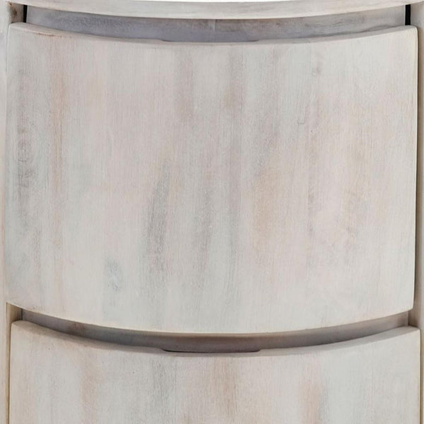 HomeRoots 24" White Solid Wood Round Drum End Table with Two Drawers - Versatile, Coastal-Inspired Accent Piece 632717