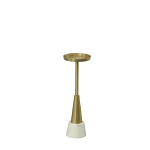 HomeRoots 24" Gold and White Metal Round Pedestal End Table – Chic Modern Glamour for Small Spaces & Decor 632718