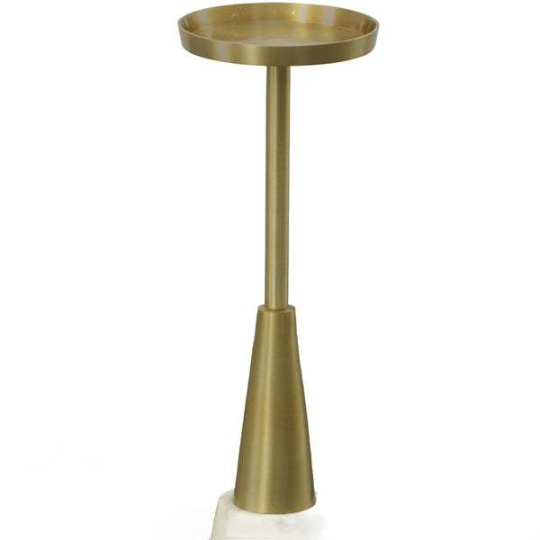 HomeRoots 24" Gold and White Metal Round Pedestal End Table – Chic Modern Glamour for Small Spaces & Decor 632718