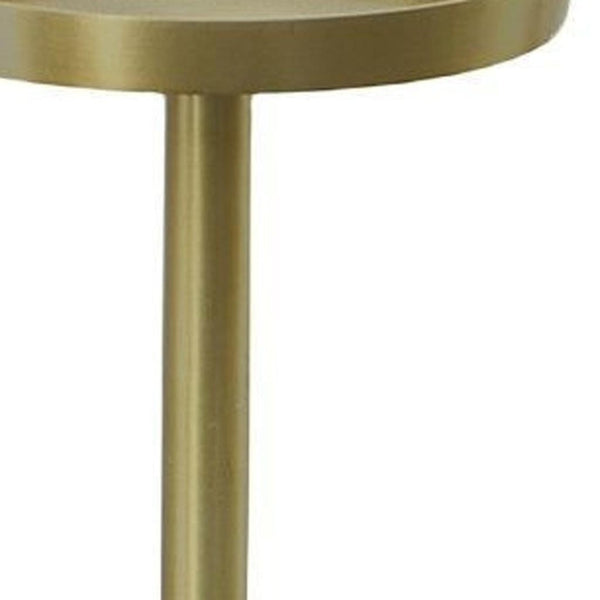 HomeRoots 24" Gold and White Metal Round Pedestal End Table – Chic Modern Glamour for Small Spaces & Decor 632718