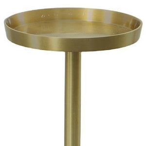 HomeRoots 24" Gold and White Metal Round Pedestal End Table – Chic Modern Glamour for Small Spaces & Decor 632718