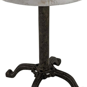 HomeRoots 22" Height Adjustable Round Pedestal End Table with Solid Wood Top and Black Metal Base for Modern Spaces 632719