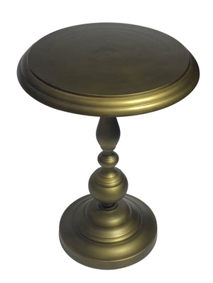 HomeRoots 24" Brass Aluminum Round Pedestal End Table - Elegant, Lightweight Accent Piece for Any Space 632721