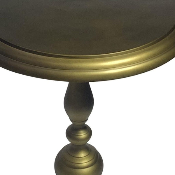 HomeRoots 24" Brass Aluminum Round Pedestal End Table - Elegant, Lightweight Accent Piece for Any Space 632721