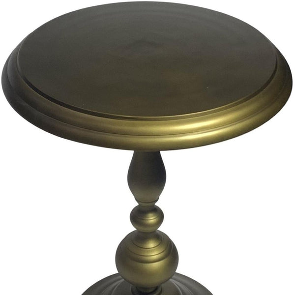 HomeRoots 24" Brass Aluminum Round Pedestal End Table - Elegant, Lightweight Accent Piece for Any Space 632721