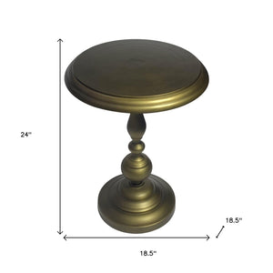 HomeRoots 24" Brass Aluminum Round Pedestal End Table - Elegant, Lightweight Accent Piece for Any Space 632721