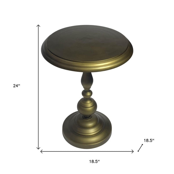 HomeRoots 24" Brass Aluminum Round Pedestal End Table - Elegant, Lightweight Accent Piece for Any Space 632721