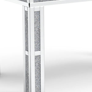 HomeRoots 31" Silver Mirrored Glass Dining Table with Faux Crystal Accents – Glamorous Seating for 4 632742