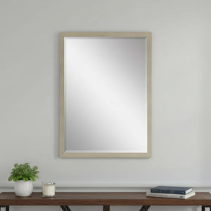 39 Inch Solid Wood Framed Decorative Wall Mirror for Elegant Entryway or Bedroom Decor