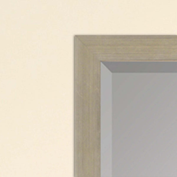 51 Inch Silver Finish Wooden Wall Mirror Elegant Accent Piece for Living or Bedroom