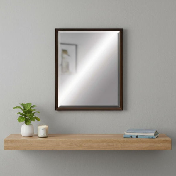 31 Inch Wooden Round Decorative Wall Mirror Elegant Accent for Living Room or Entryway