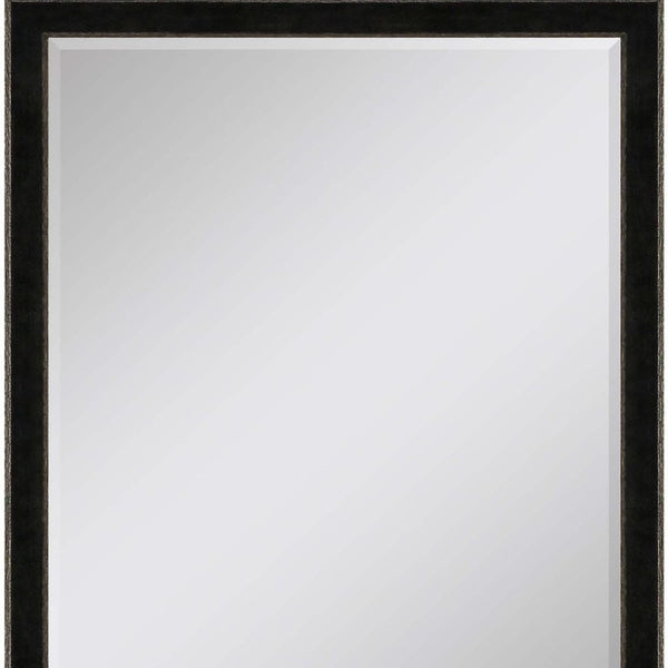 44 Inch Dark Brown Wooden Decorative Mirror for Entryway Living Room Wall Accent