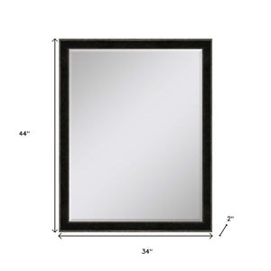 44 Inch Dark Brown Wooden Decorative Mirror for Entryway Living Room Wall Accent