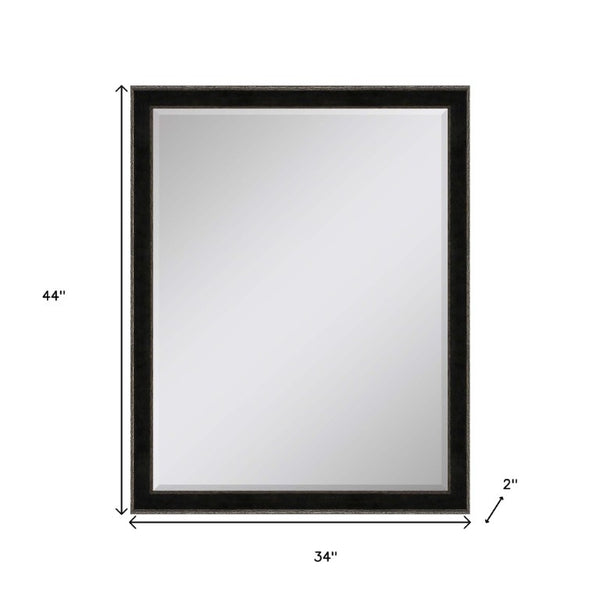 44 Inch Dark Brown Wooden Decorative Mirror for Entryway Living Room Wall Accent