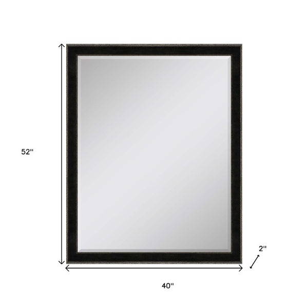 52 Inch Dark Brown Wooden Decorative Wall Mirror for Entryway Living Room Decor