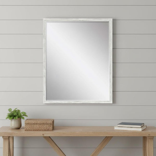 31 Inch Wooden Round Decorative Wall Mirror Elegant Accent for Living Room or Entryway
