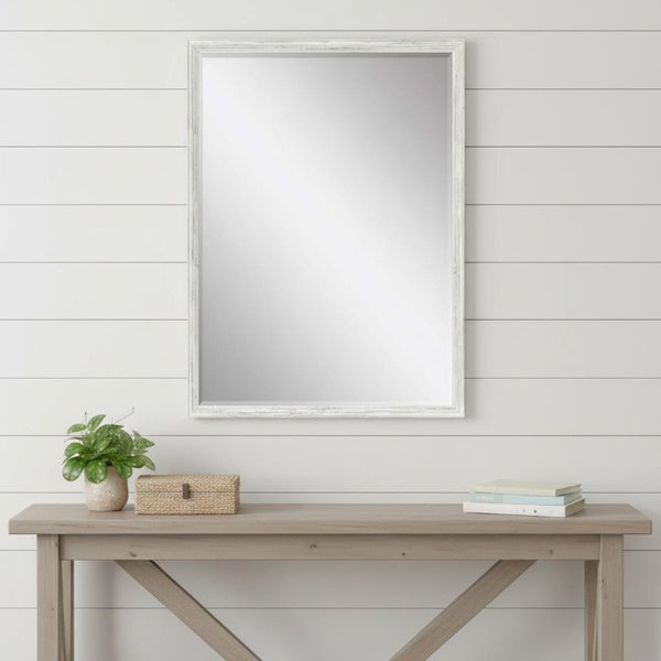 39 Inch Round Wooden Frame Decorative Wall Mirror Elegant Accent for Any Room Decor