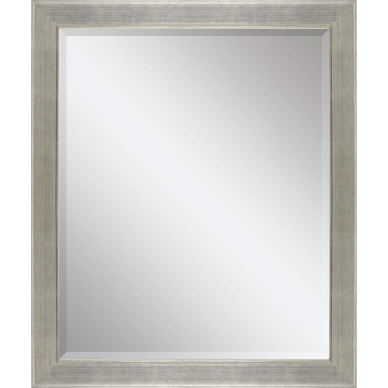 HomeRoots 33 Inch Silver Solid Wood Framed Decorative Wall Mirror for Living or Bedroom 632812