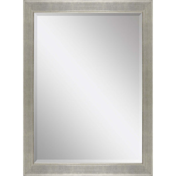 HomeRoots 41 Inch Solid Wood Framed Wall Mirror in Silver for Bedroom or Entryway Decor 632813