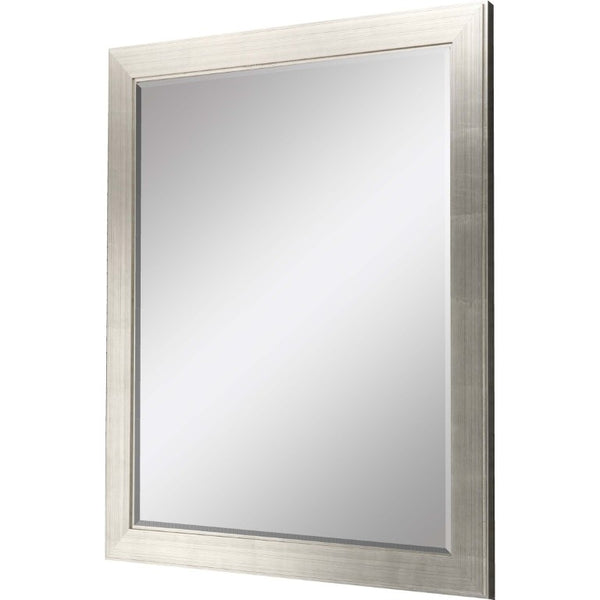 41 Inch Solid Wood Framed Wall Mirror in Silver for Bedroom or Entryway Decor
