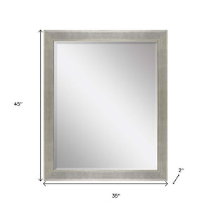 45 Inch Silver Solid Wood Framed Wall Mirror Elegant Accent for Living or Bedroom