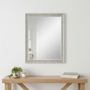 53 Inch Silver Solid Wood Framed Wall Mirror Elegant Accent for Living or Entryway