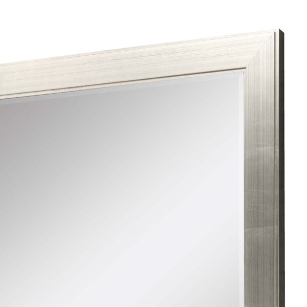 53 Inch Silver Solid Wood Framed Wall Mirror Elegant Accent for Living or Entryway