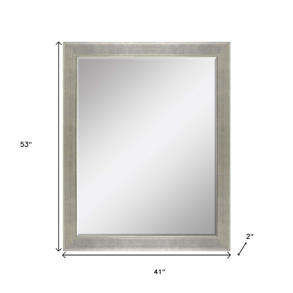 53 Inch Silver Solid Wood Framed Wall Mirror Elegant Accent for Living or Entryway